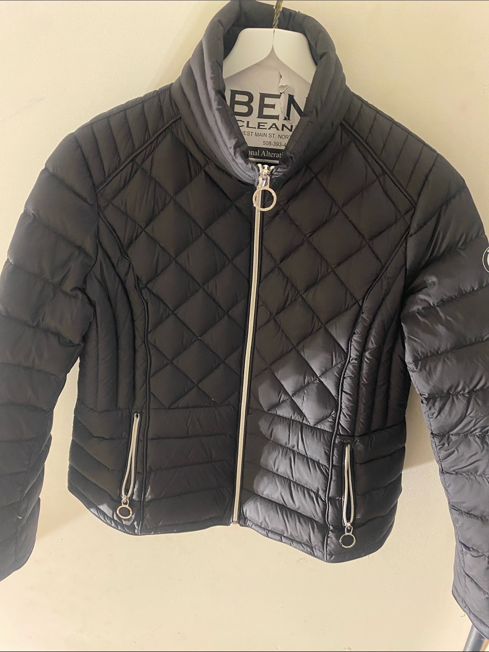 Michael Kors Black Quilted Puffer Jacket with Ring Zipper